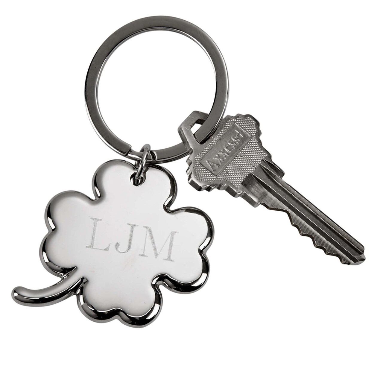 Contemporary Home Living 3" 4 Leaf Clover Design Stainless Steel Key Chain
